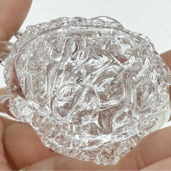 Hand Blown Lamp-open Work Art Glass Miniature Swan Figurine Clear Purple Vintage - Picture 10 of 14